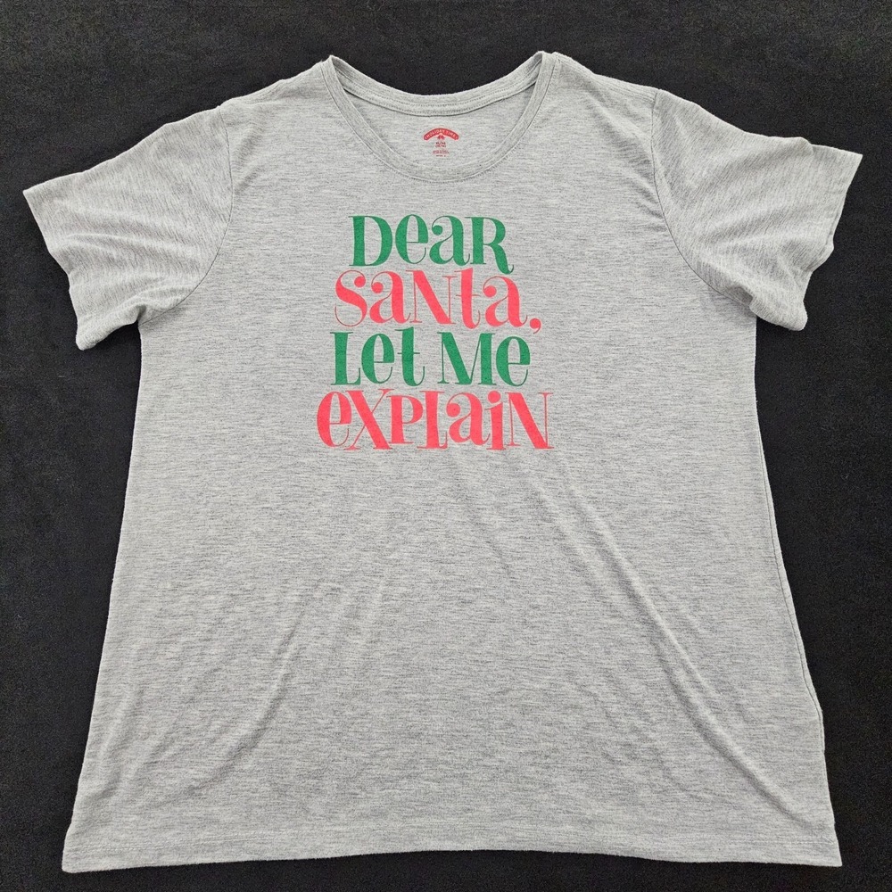 Dear Santa Let Me Explain Gray Short Sleeve Cotton Blend T-Shirt‎ Women's XL
